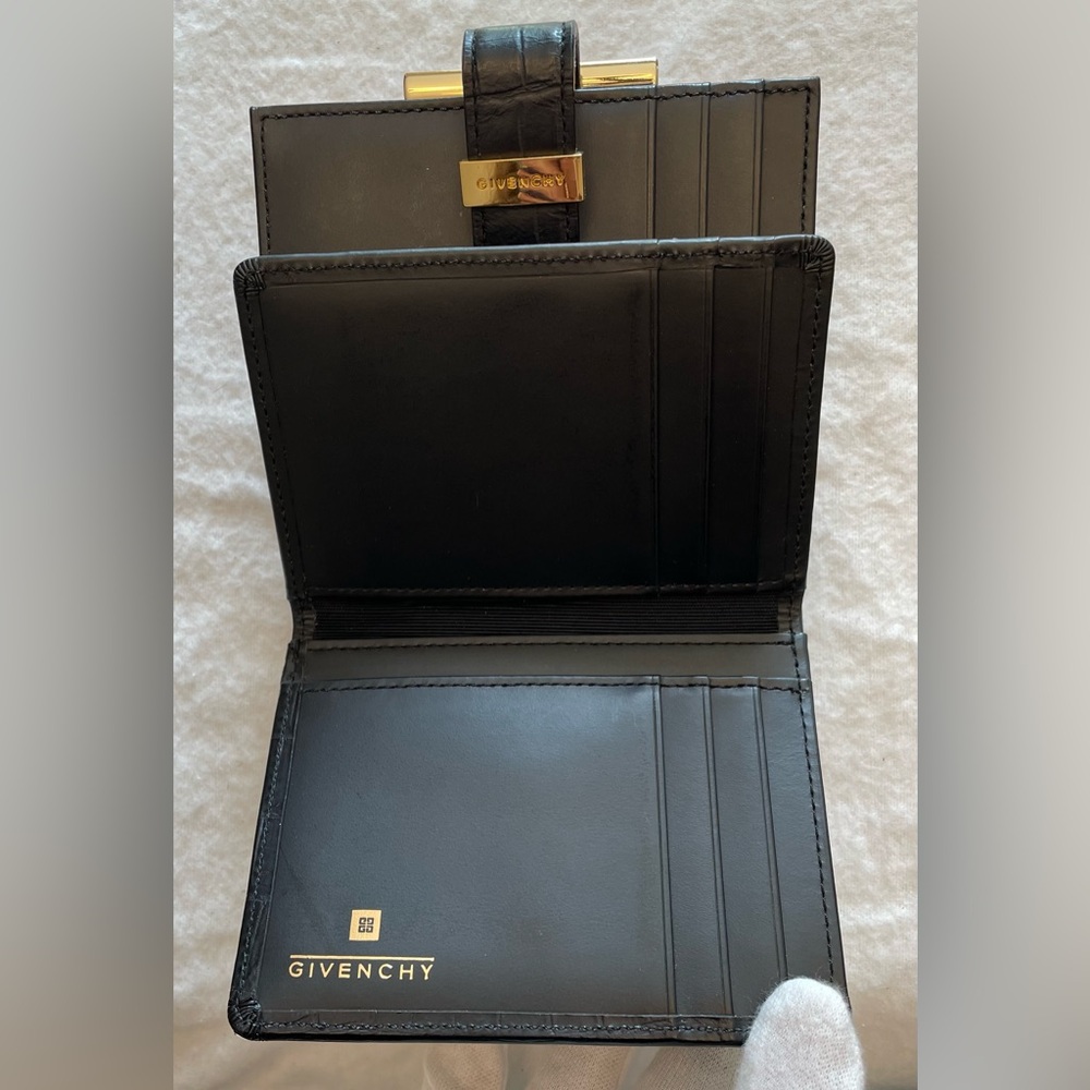 Givenchy Authentic Vintage Black Logo Textured Compact Wallet with Gold Hardware - Picture 5 of 16